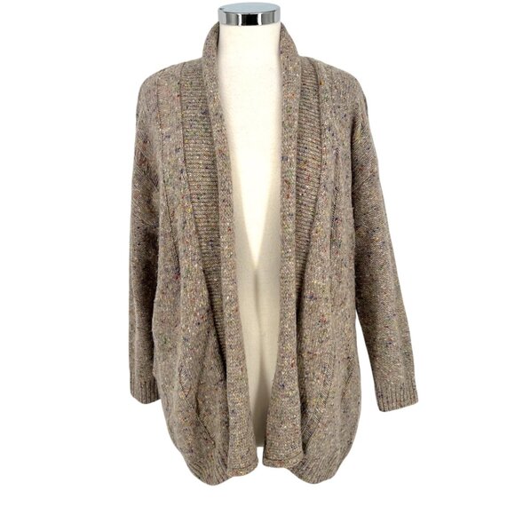 Rebecca Minkoff Speckled Open Front Merino Cardigan Sweater Beige Cream Size XS - Picture 1 of 13